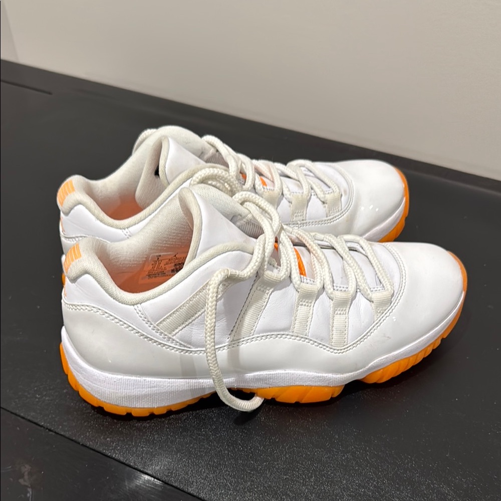 Jordan White and Orange Sneakers Athletic Design